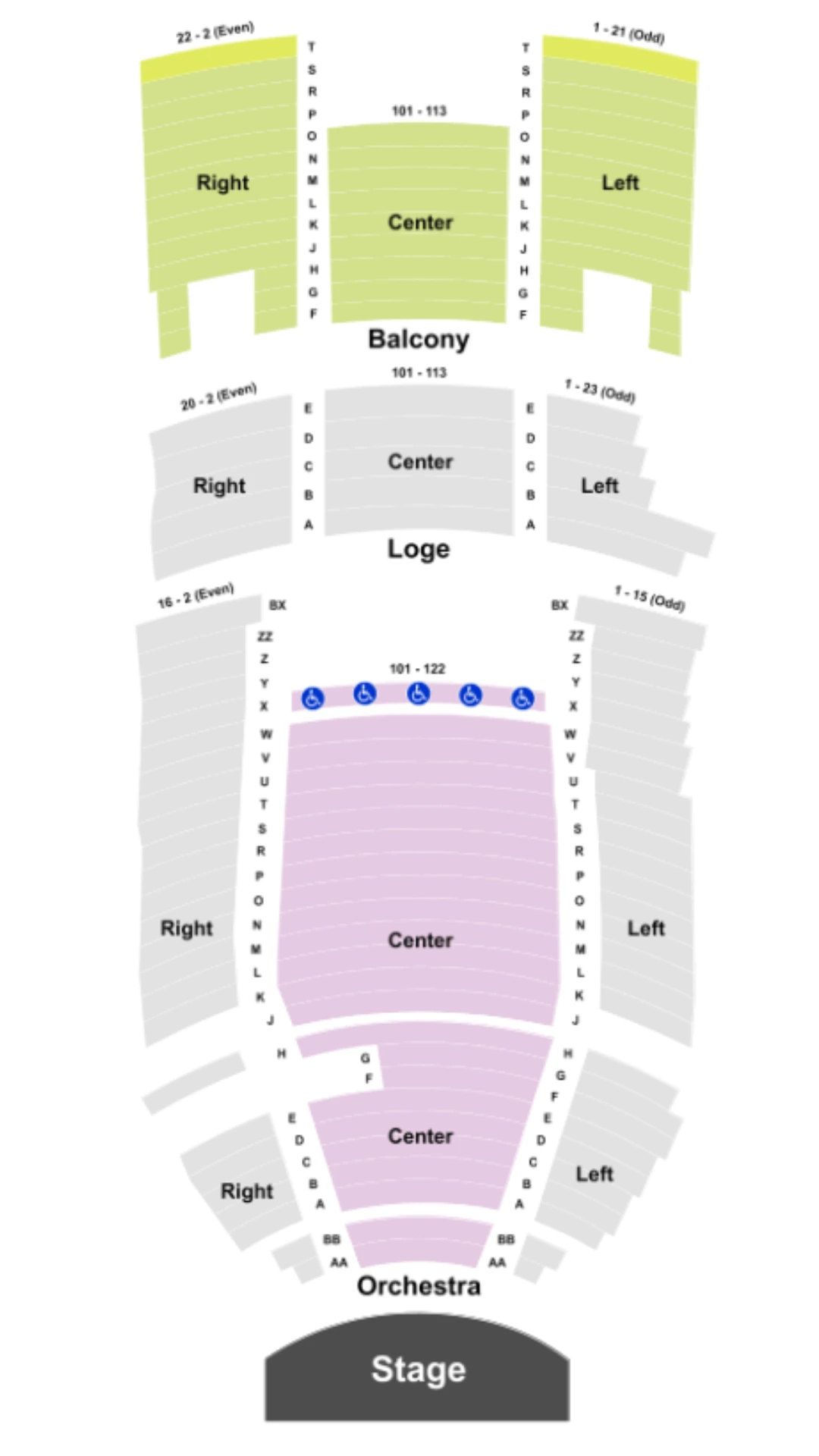 Balboa Theater Seating Chart with details