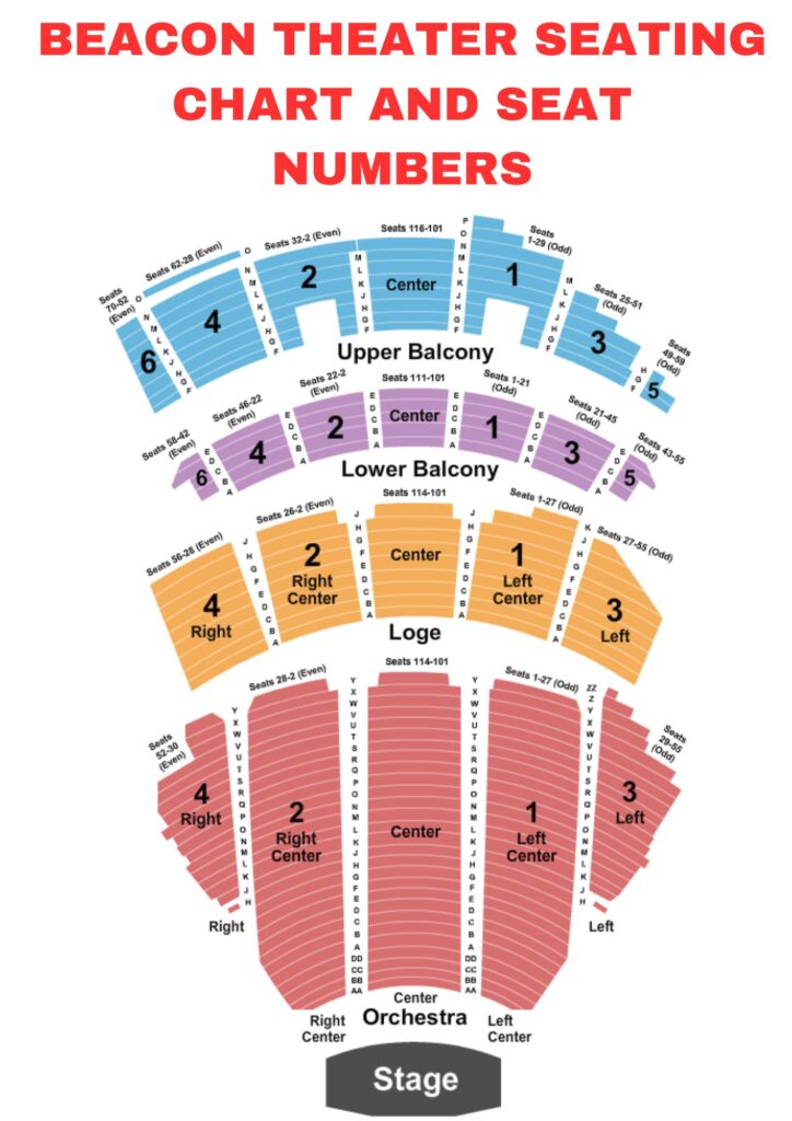 Beacon Theater Seating Chart and Seat Numbers